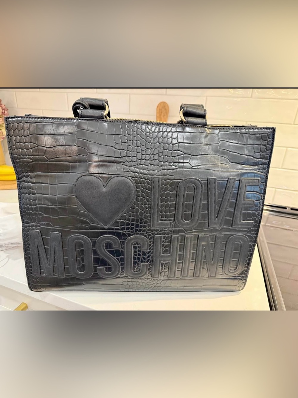 LOVE Faux Leather Crocodile
Printed Bag women - Moschino